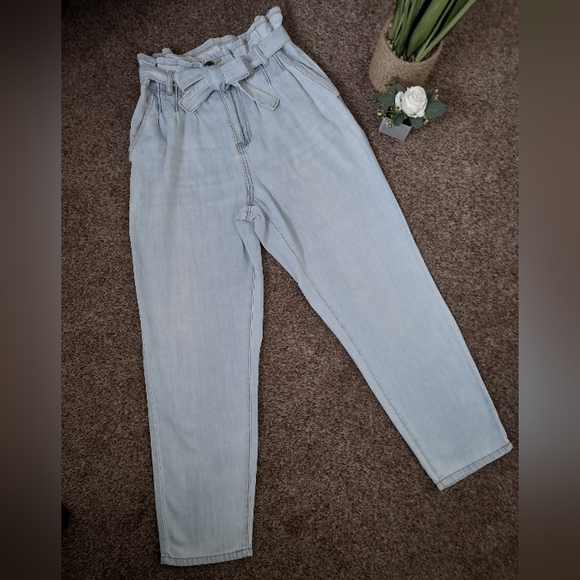 Light Blue Paper Bag Waist Jeans - Picture 2 of 3